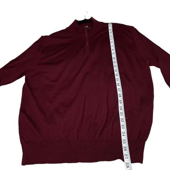 Burgundy 1/4 Zip Sweater Mens Size XL 50% Wool 50% Acrylic Italy BY Linea Rosso - Picture 5 of 7
